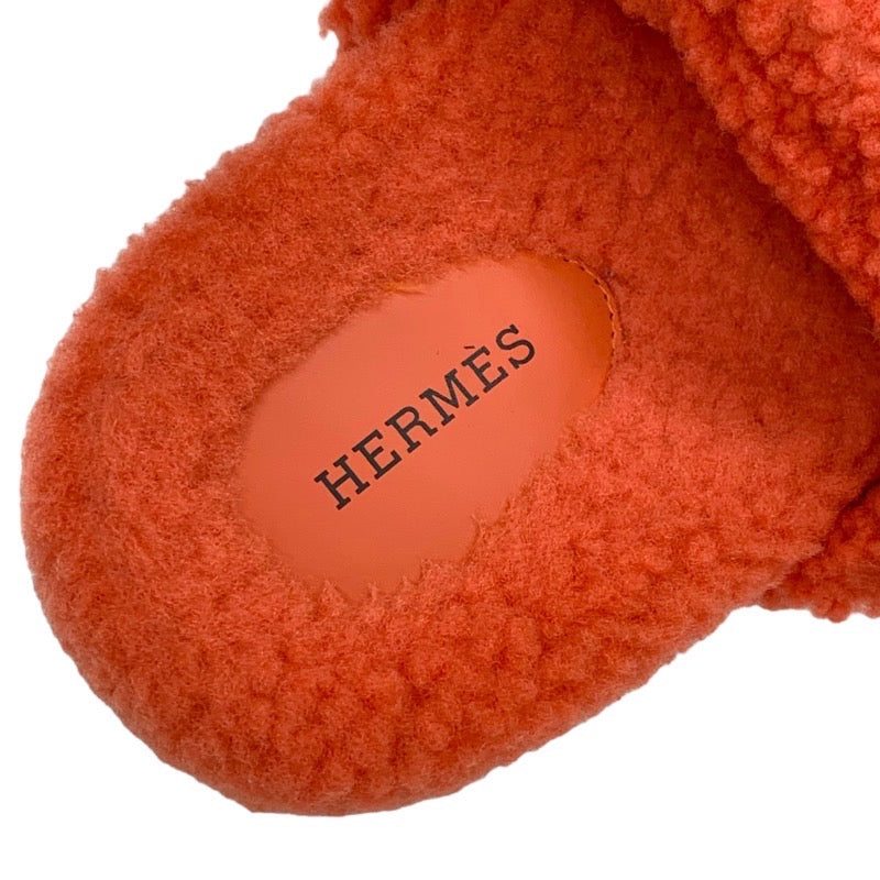 エルメス HERMES シプレ サンダル 靴 シューズ ムートン オレンジ フラットサンダル ボア