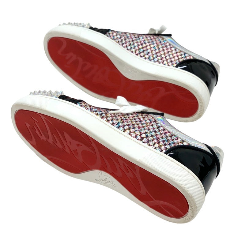 クリスチャンルブタン Christian Louboutin スニーカー 靴 シューズ パテント レザー グレー オーロラ ブラック スパイク スタッズ
