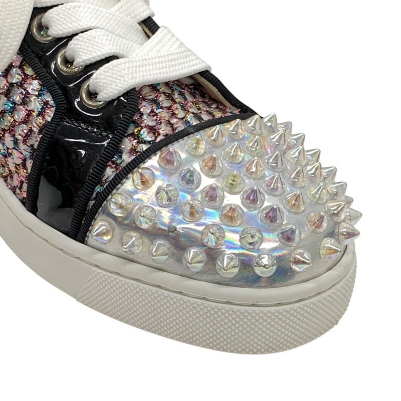 クリスチャンルブタン Christian Louboutin スニーカー 靴 シューズ パテント レザー グレー オーロラ ブラック スパイク スタッズ