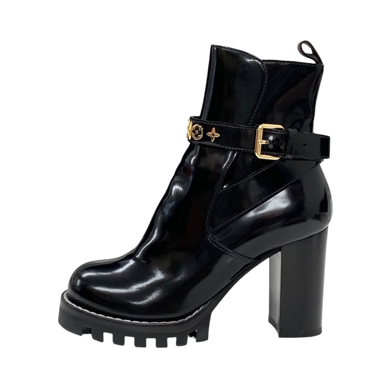 ルイヴィトン LOUIS VUITTON スタートレイルライン ブーツ ショートブーツ アンクルブーツ モノグラムスタッズ ベルト ブラック