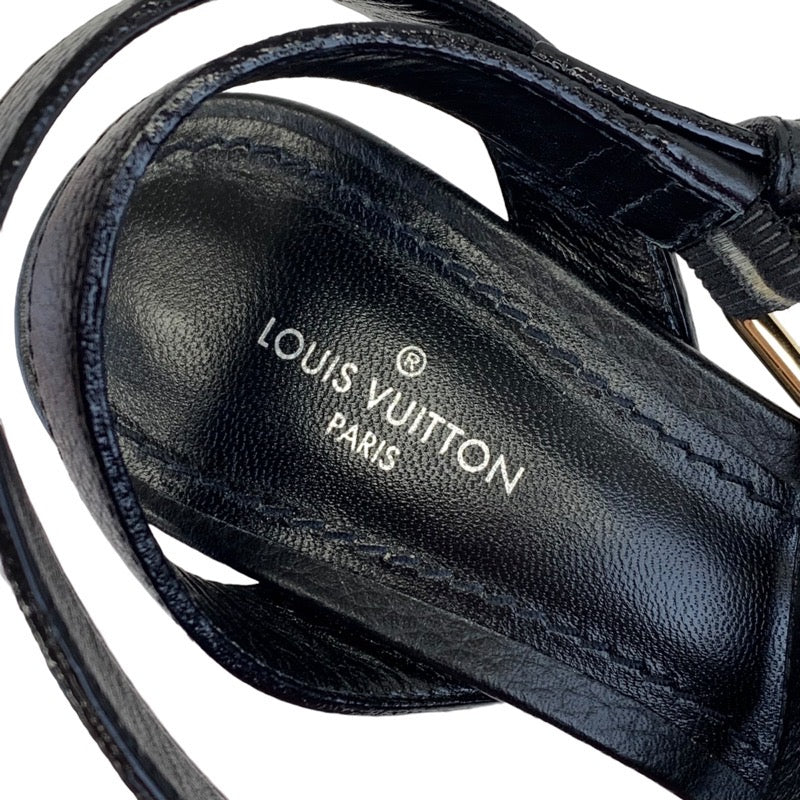 ルイヴィトン LOUIS VUITTON ロックイットライン サンダル 靴 シューズ レザー ブラック ゴールド LVサークルロゴ