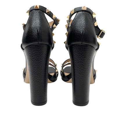 Valentino Sandals, Shoes, Leather, Black, Gold, Rock Studs