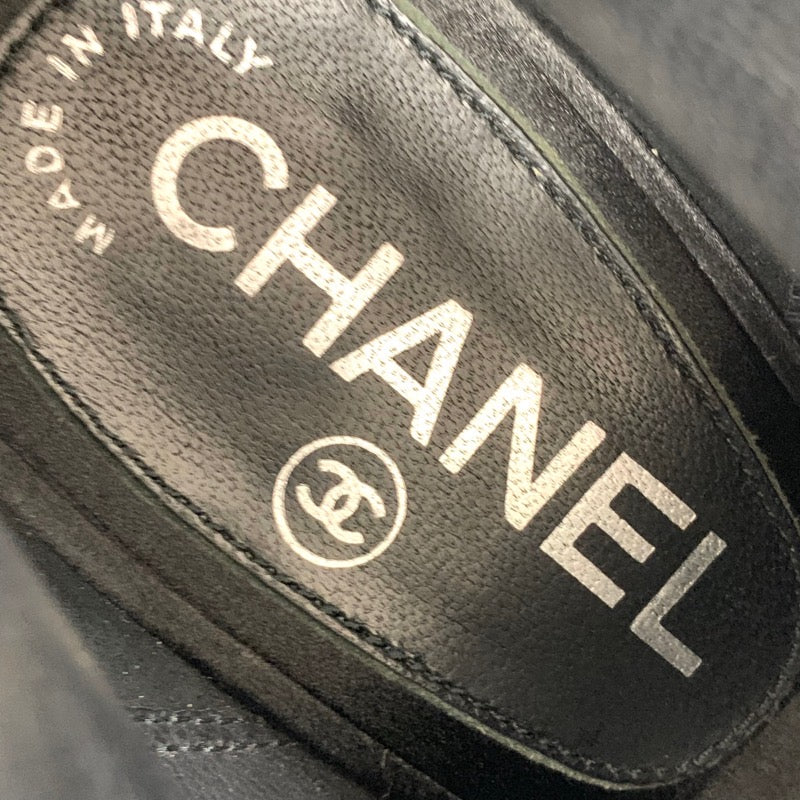 シャネル CHANEL ブーツ ショートブーツ 靴 シューズ ココマーク レース柄 レザー ブラック 黒