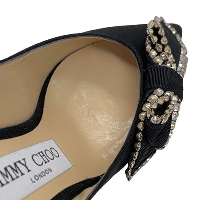 ジミーチュウ JIMMY CHOO パンプス パーティーシューズ 靴 シューズ リボン ビジュー ファブリック ブラック 黒