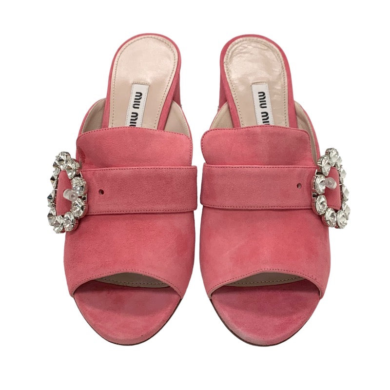 MIUMIU Sandals, Shoes, Suede, Pink, Unused, Mules, Bijoux