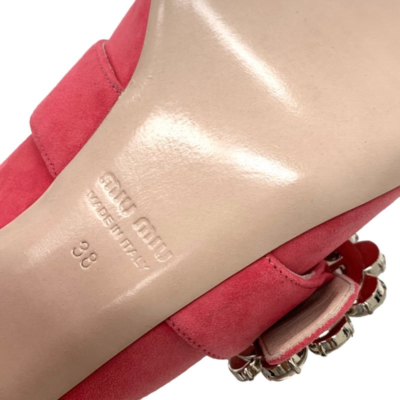 MIUMIU Sandals, Shoes, Suede, Pink, Unused, Mules, Bijoux