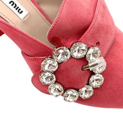 MIUMIU Sandals, Shoes, Suede, Pink, Unused, Mules, Bijoux