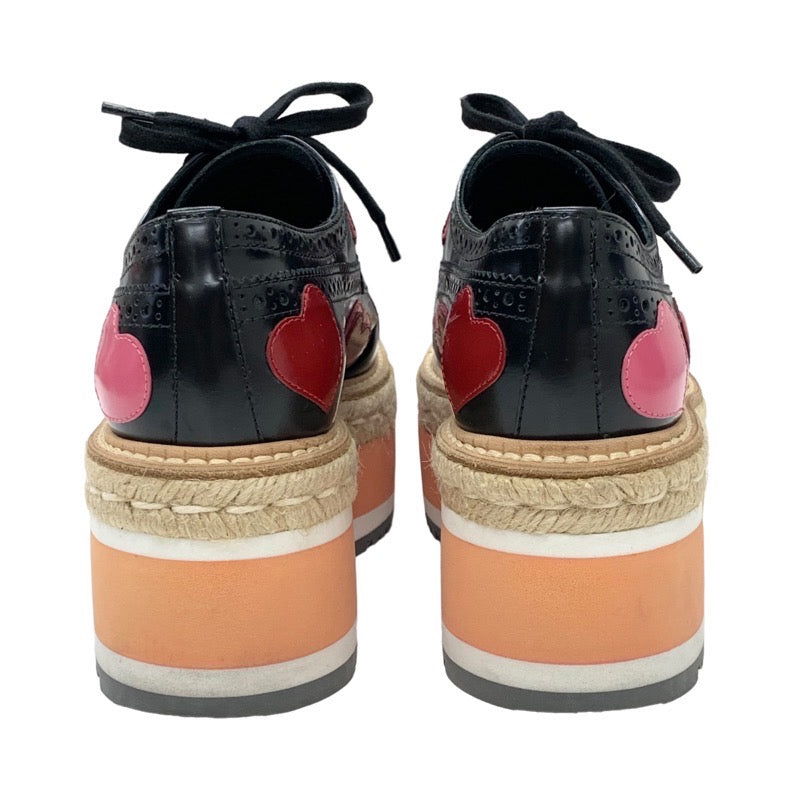 PRADA Flat Shoes Shoes Black Red Pink Lace-Up Shoes Heart Platform