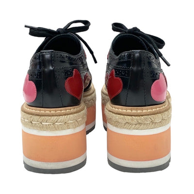 PRADA Flat Shoes Shoes Black Red Pink Lace-Up Shoes Heart Platform