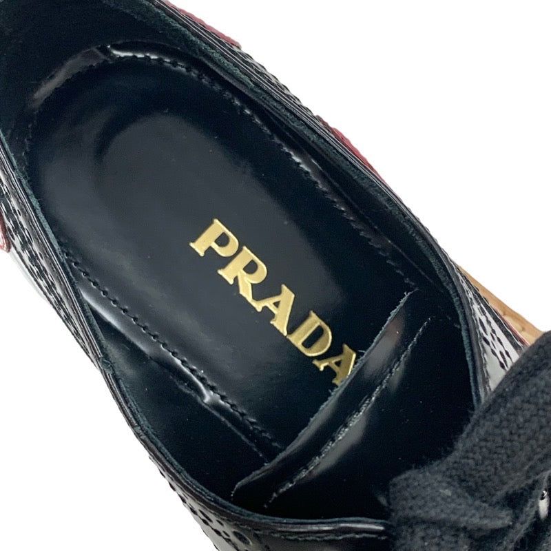 PRADA Flat Shoes Shoes Black Red Pink Lace-Up Shoes Heart Platform