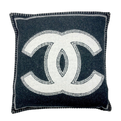 シャネル CHANEL ウール ブラック ホワイト ココマーク ロゴ クッション