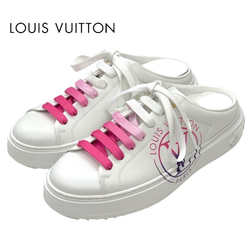 ルイヴィトン LOUIS VUITTON タイムアウトライン モノグラム スニーカー 靴 シューズ レザー ホワイト ピンク フラットシューズ