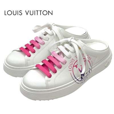 ルイヴィトン LOUIS VUITTON タイムアウトライン モノグラム スニーカー 靴 シューズ レザー ホワイト ピンク フラットシューズ