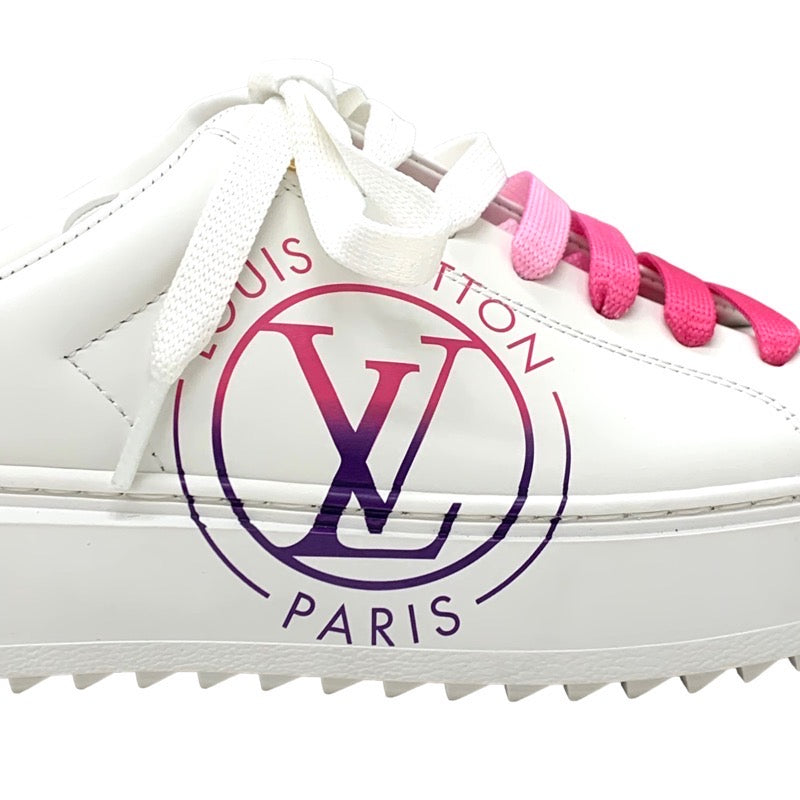 ルイヴィトン LOUIS VUITTON タイムアウトライン モノグラム スニーカー 靴 シューズ レザー ホワイト ピンク フラットシューズ