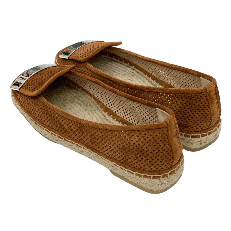 セルジオロッシ sergio rossi SR1 フラットシューズ 靴 シューズ スエード メッシュ ブラウン ロゴプレート エスパドリーユ