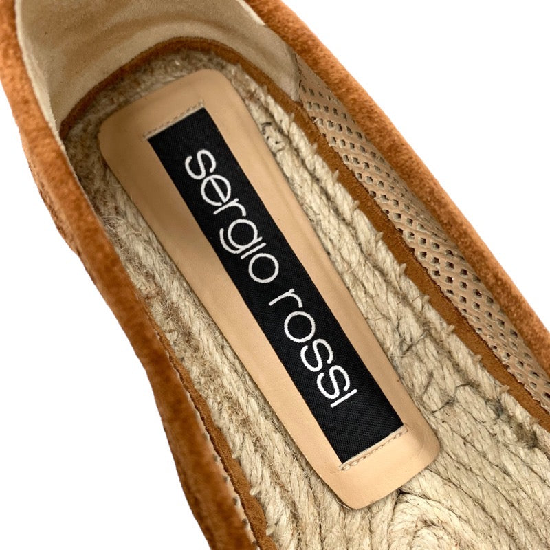 セルジオロッシ sergio rossi SR1 フラットシューズ 靴 シューズ スエード メッシュ ブラウン ロゴプレート エスパドリーユ