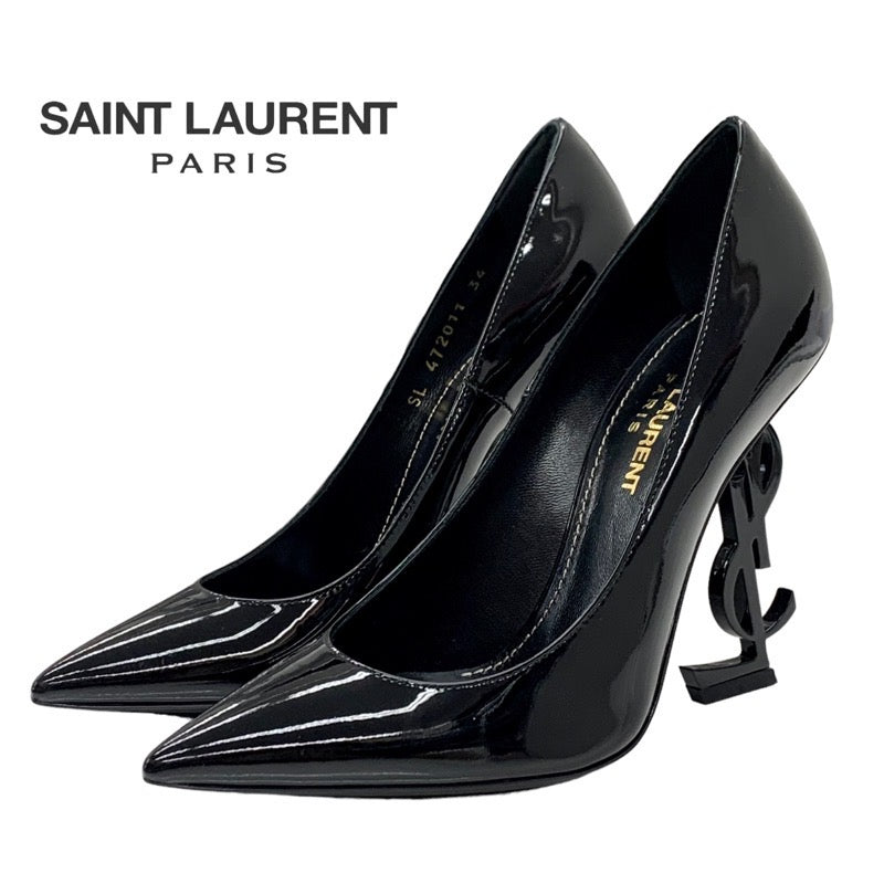 サンローラン Saint Laurent パンプス オピウム YSLロゴヒール パテント ブラック 黒