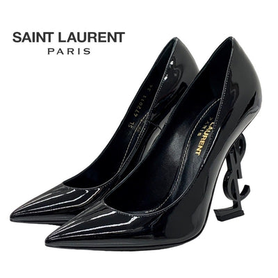 サンローラン Saint Laurent パンプス オピウム YSLロゴヒール パテント ブラック 黒