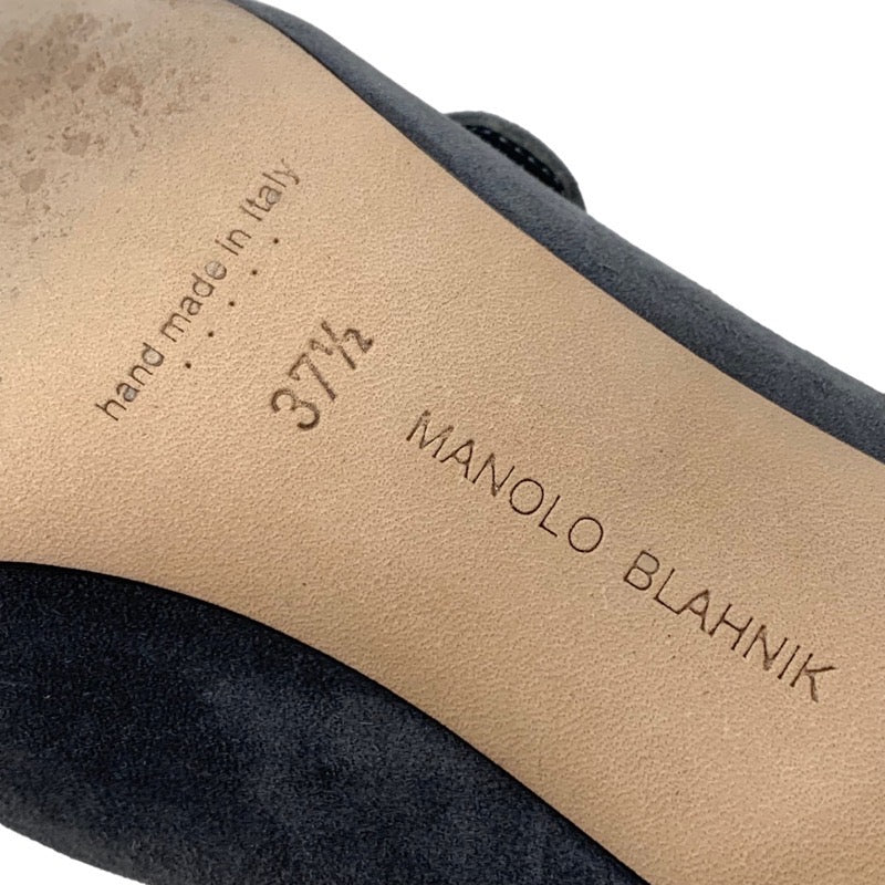 マノロブラニク MANOLO BLAHNIK パンプス 靴 シューズ スエード グレー ビジュー ストラップ パーティーシューズ