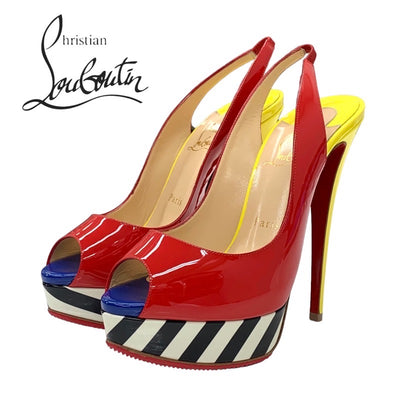 Christian Louboutin Sandals Shoes, Shoes, Patent Multicolor Pumps, Slingback