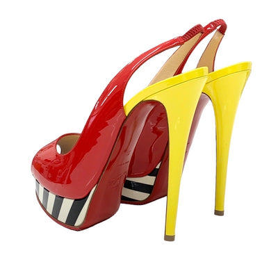 Christian Louboutin Sandals Shoes, Shoes, Patent Multicolor Pumps, Slingback