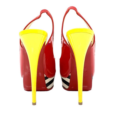 Christian Louboutin Sandals Shoes, Shoes, Patent Multicolor Pumps, Slingback