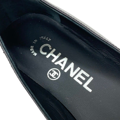 シャネル CHANEL フラットシューズ 靴 シューズ パテント ブラック ホワイト ココマーク フラットパンプス