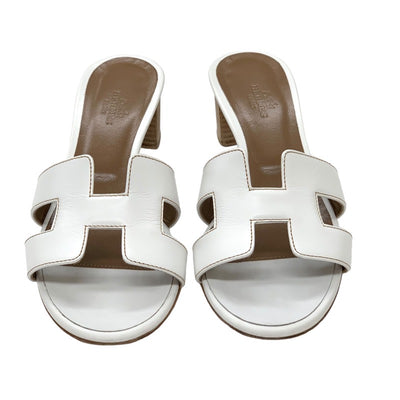 Hermes Oazis Sandals Shoes Leather White Mules