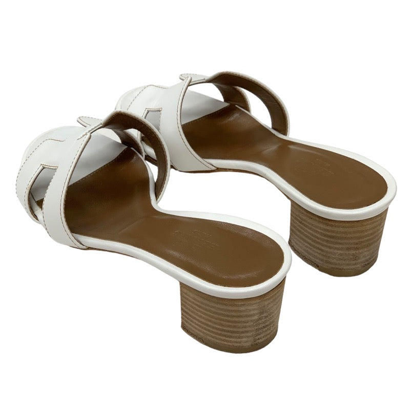 Hermes Oazis Sandals Shoes Leather White Mules