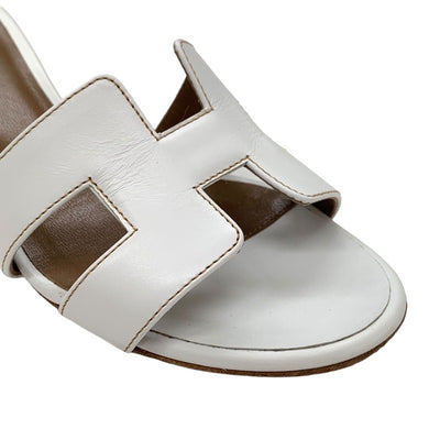 Hermes Oazis Sandals Shoes Leather White Mules