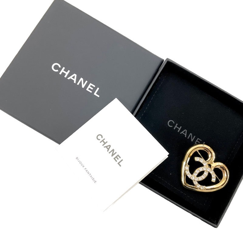 シャネル CHANEL ブローチ コサージュ ゴールド ハート ココマーク ラインストーン