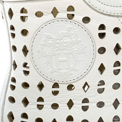 エルメス HERMES ジミー スニーカー 靴 シューズ レザー ホワイト 白 パンチング エクスリブリス ハイカット