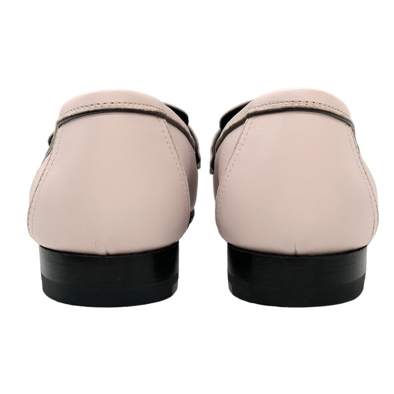 エルメス HERMES モカシン パリ ローファー フラットシューズ レザー ピンク シルバー 未使用 H金具