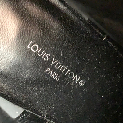 ルイヴィトン LOUIS VUITTON ブーツ ショートブーツ アンクルブーツ アフターグローライン モノグラム スタッズ プラットフォーム レザー ブラック