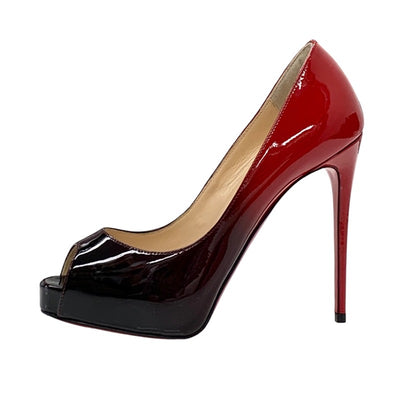 Christian Louboutin NEW VERY PRIVE 120 Pumps Shoes Patent Red Black Unused Gradient