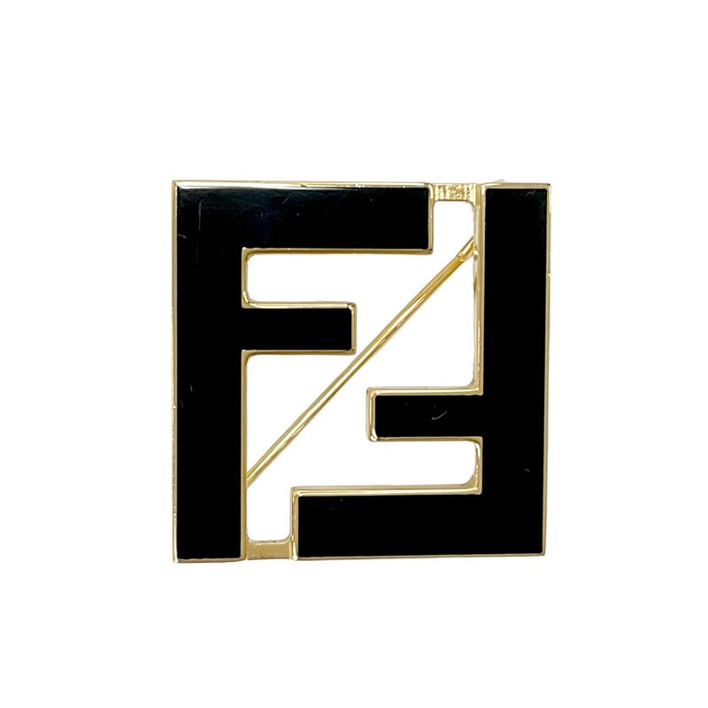 フェンディ FENDI フォーエバー ブローチ FFロゴ ブラック ゴールド