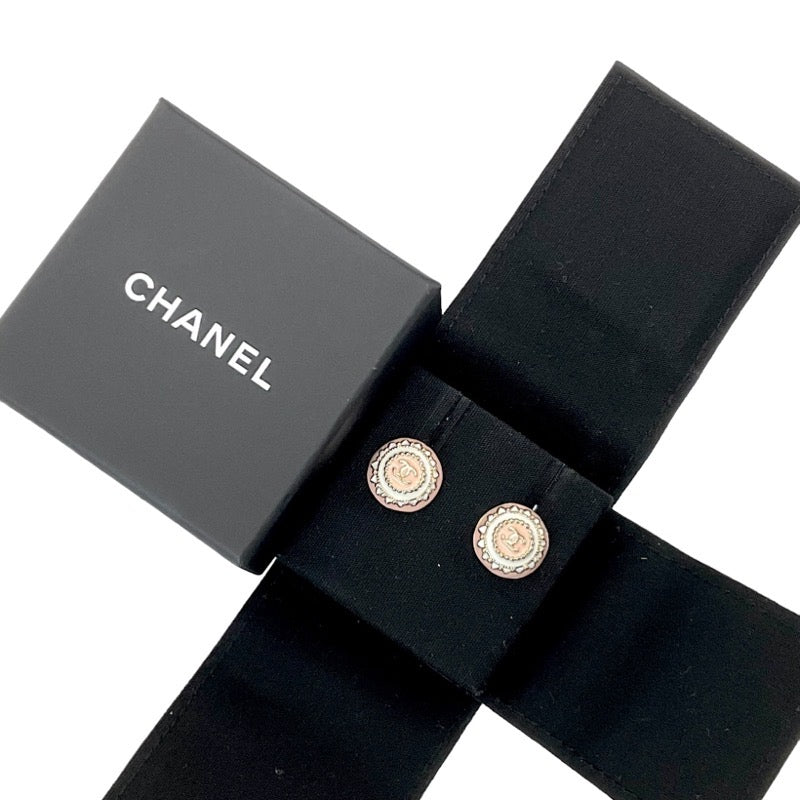 シャネル CHANEL ピアス ピンク ホワイト ゴールド ココマーク ラウンド