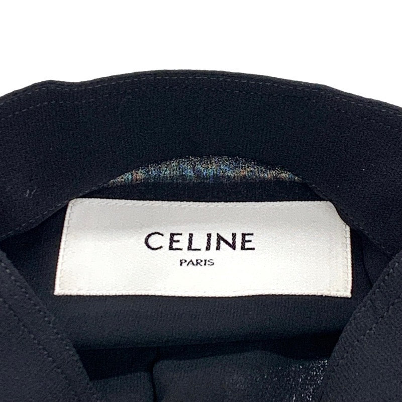 未使用　セリーヌ CELINE ワンピース サファリドレス シルク ブラック 黒 ゴールド ロゴ