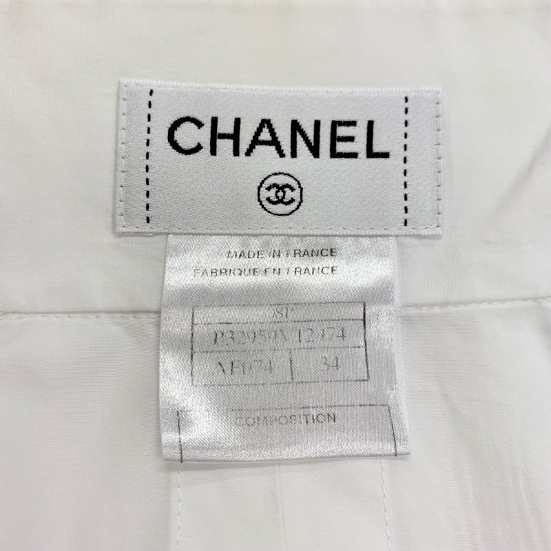 シャネル CHANEL ブラウス シャツ ノースリーブ ココマーク コットン ホワイト ゴールド