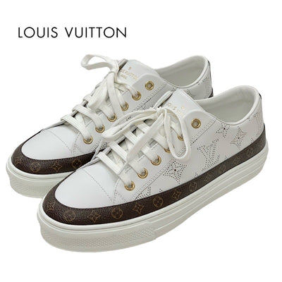 ルイヴィトン LOUIS VUITTON ステラーライン モノグラム スニーカー 靴 シューズ レザー ホワイト ブラウン パンチング