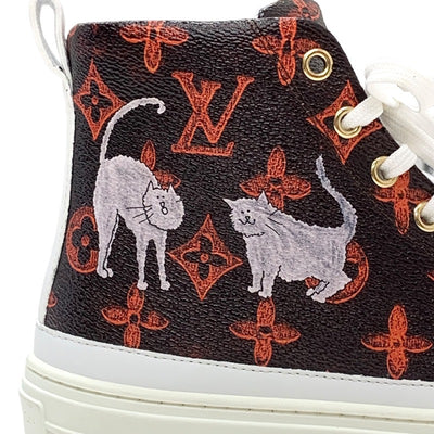 ルイヴィトン LOUIS VUITTON スニーカー ステラーライン モノグラム キャットモノグラム ハイカット レザー ブラウン