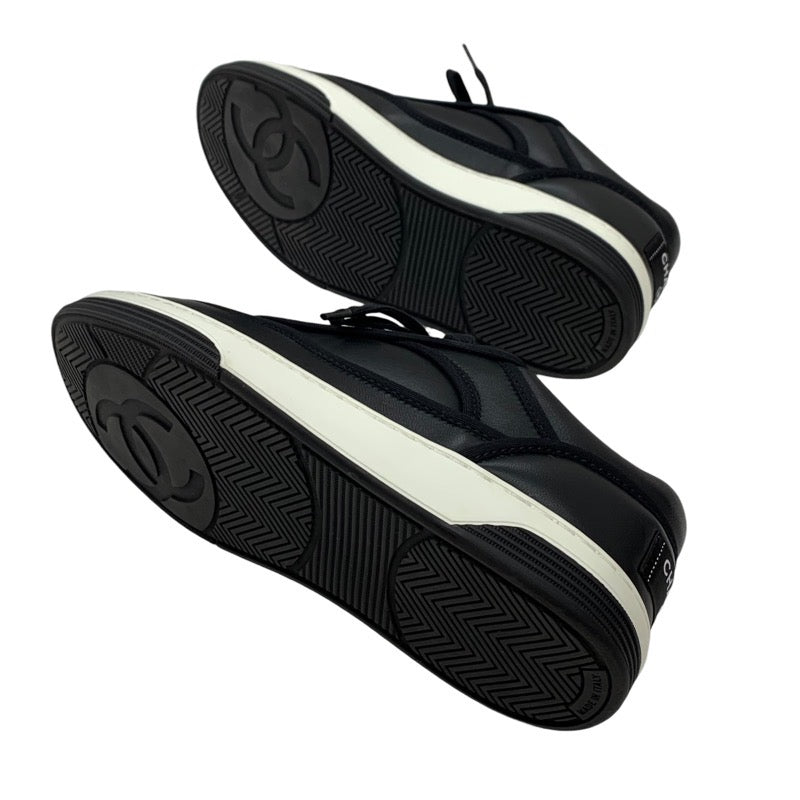 シャネル レザー ココマーク ロゴ スニーカー ブラック シャネル CHANEL スニーカー 靴 シューズ レザー ブラック ココマーク