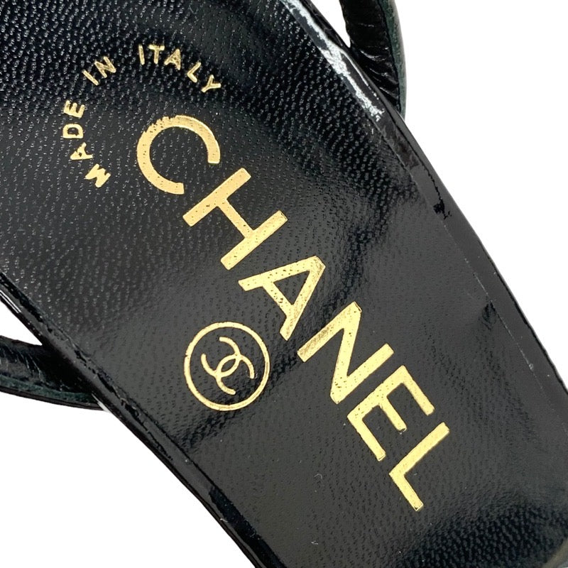 シャネル CHANEL サンダル 靴 シューズ パテント ブラック 黒 未使用 ココマーク マトラッセ ウェッジソール