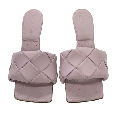未使用 ボッテガヴェネタ BOTTEGAVENETA サンダル ミュール リド イントレチャート レザー ピンク
