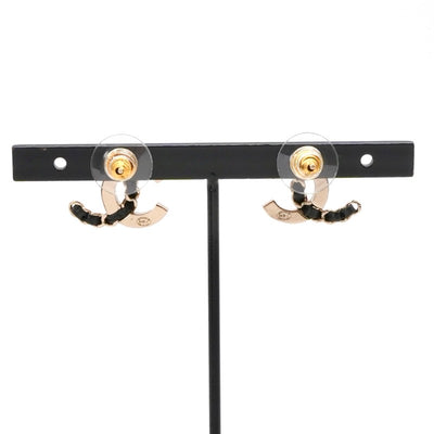 シャネル CHANEL ピアス GP ゴールド ブラック ココマーク ビジュー
