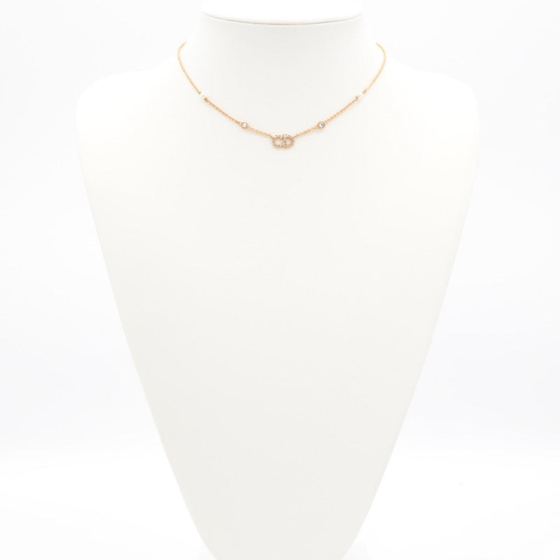 クリスチャンディオール CHRISTIAN DIOR CLAIR D LUNE ネックレス ゴールド ロゴ ラインストーン