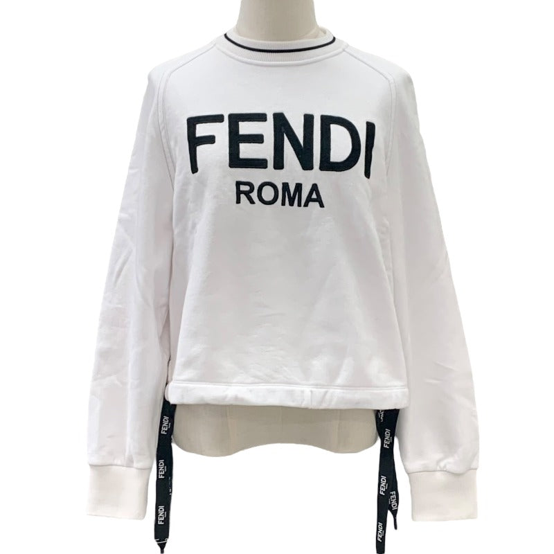 フェンディ FENDI トップス トレーナー スウェット 20AW ロゴ 長袖 裏起毛 コットン ホワイト