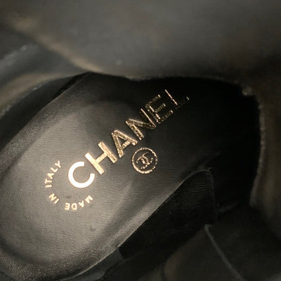 シャネル CHANEL ブーツ ショートブーツ ココマーク カーフスキン レースアップ ブラック