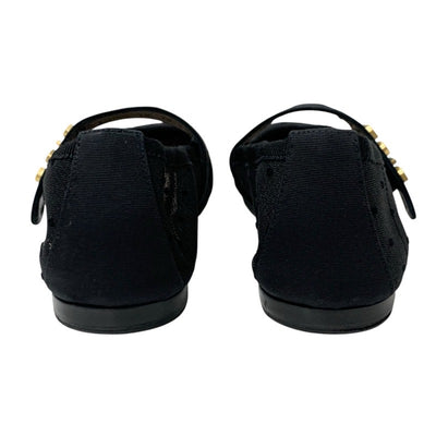 クリスチャンディオール CHRISTIAN DIOR BABY-D フラットシューズ 靴 シューズ メッシュ ファブリック ブラック 黒 ゴールド ロゴ ドット