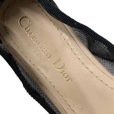 クリスチャンディオール CHRISTIAN DIOR BABY-D フラットシューズ 靴 シューズ メッシュ ファブリック ブラック 黒 ゴールド ロゴ ドット